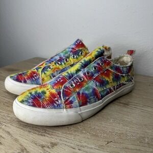 Corkys Babalu Multicolor  Rainbow Tie Dye Slip On Canvas Sneakers Womens Size 11